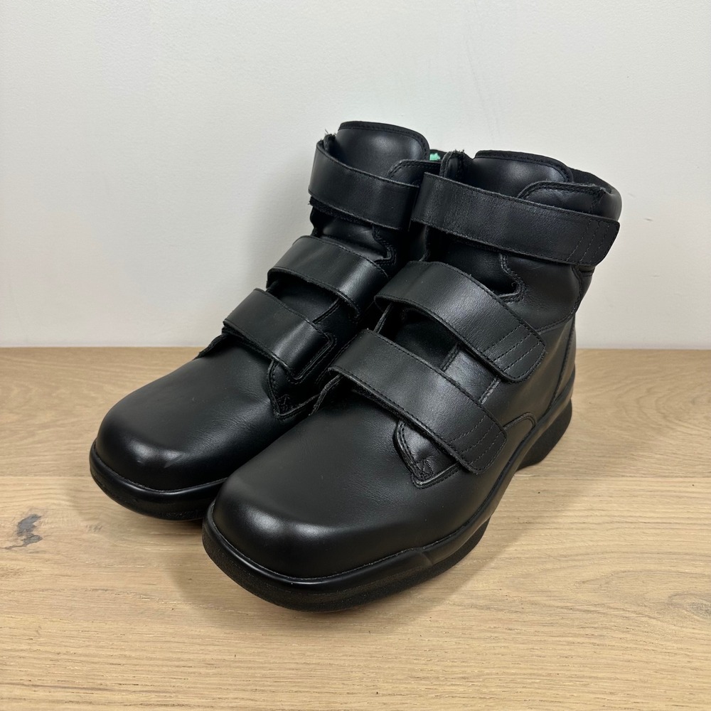 Apex Ankle Boots Mens 13 Wide Black Leather Triple Strap Comfort Walking Boots